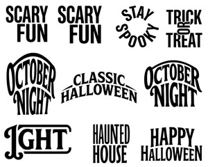 Halloween typography set with spooky holiday phrases and lettering designs © ajharul