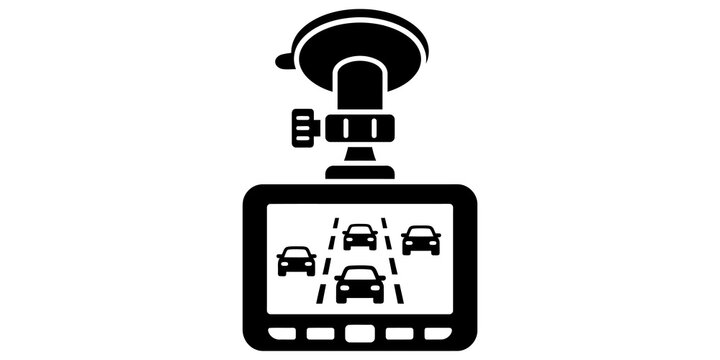 Dash cam icon, car dvr video recorder vector symbol isolated on transparent background.