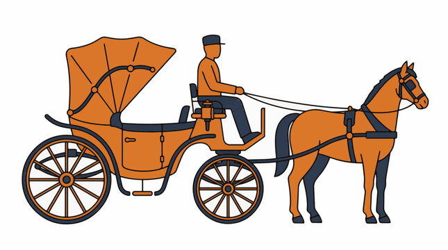 Vintage horse drawn carriage transport vektor illustration