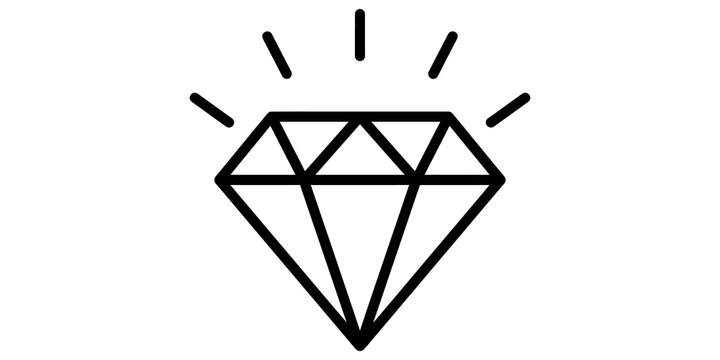 Shining diamond icon with light ray effects for luxury jewelry branding and precious gemstone marketing.
