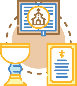 Symbols representing christianity, atheism, and diverse spiritual beliefs creating a visual showing the various paths regarding faith and worldview