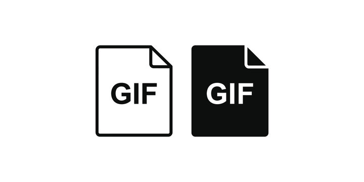 Gif file format document icons in linear and solid styles for web content and digital media management.
