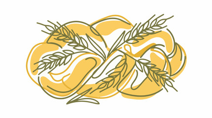 Fototapeta premium Thanks giving vektor illustration of braided bread and wheat