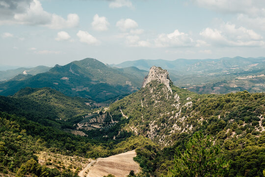 Breathtaking landscape with Rocher Saint-Julien ridge and surrounding mountain