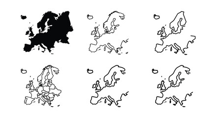 European continent silhouettes in rounded rectangle frames vector illustration © Nayem