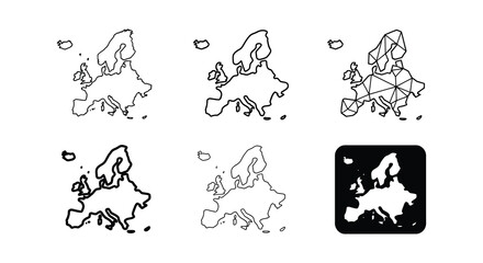 European continent silhouettes in rounded rectangle frames vector illustration © Nayem