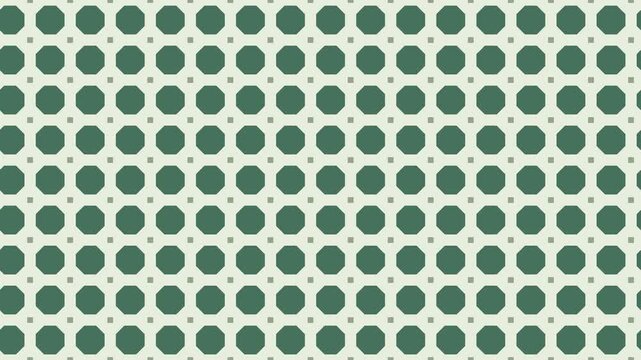 Octagons and small squares scrolling as a mosaic in sage and forest green