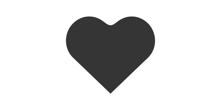 Dark gray heart icon symbolizing love and like on transparent background.