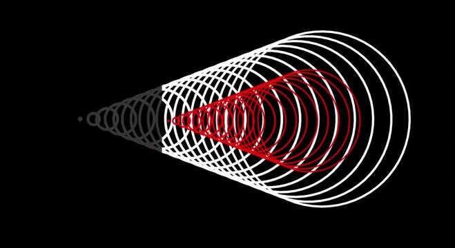 Digital abstract radio wave. into information signal. and sound wave signal, radar animated.  network tower produced radio wave concept. frequency for human mobile tower radio wave.  