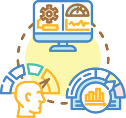Fototapeta premium Human resources managers measuring current employee productivity and analyzing professional skills for career growth, providing feedback for business development and improvement