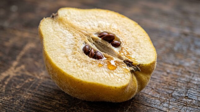 Halved golden quince