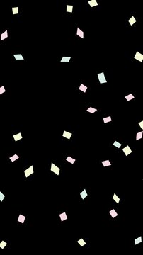 縦長の紙吹雪がふよふよ漂いながら降る可愛い透過オーバーレイビデオ ループ対応