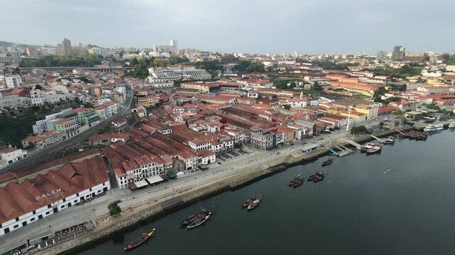 Gaia aerial view of the city douro river