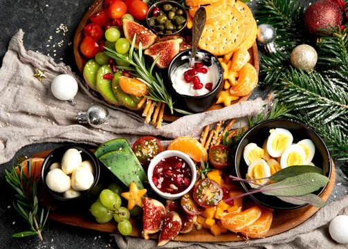 Healthy Christmas appetizers. Healthy food concept.