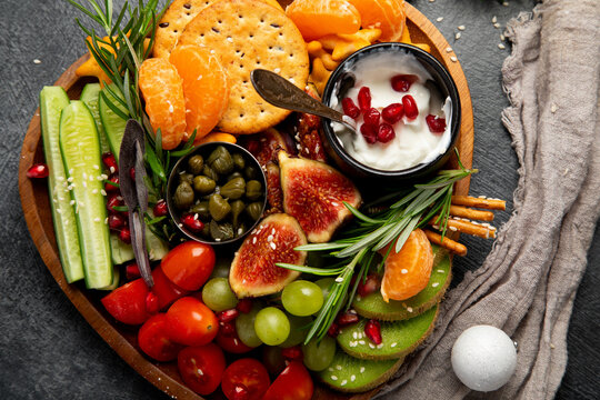 Variety of Christmas healthy snacks.