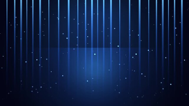 Blue Abstract Motion Background With Vertical Glowing Light Stripes And Floating Particle Dust Effect