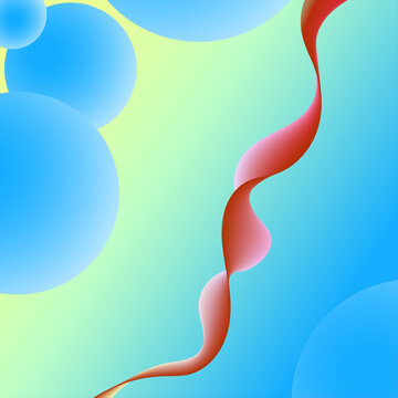 Abstract Blue Spheres with Red Ribbon