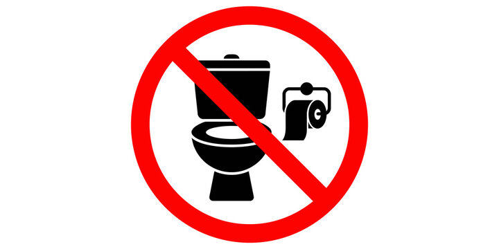 Restroom usage restricted sign red circular prohibition icon for toilet facility and maintenance policy.