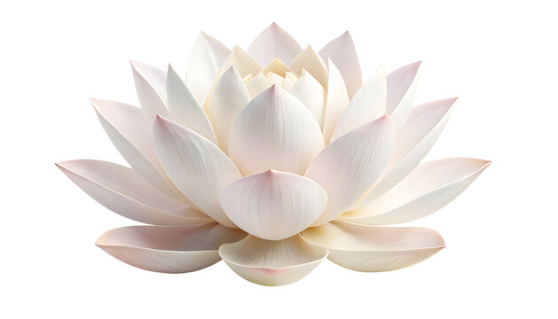 White lotus flower isolated on black background, beautiful water lily blossom with delicate petals, zen meditation symbol