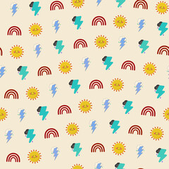 Obraz premium Seamless pattern of cartoon weather icons