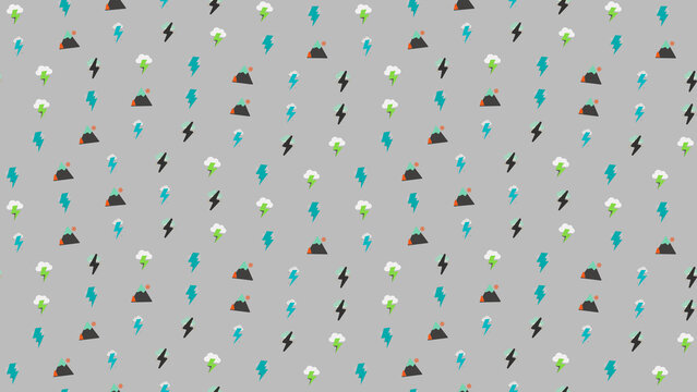 Seamless pattern of mountains and lightning bolts