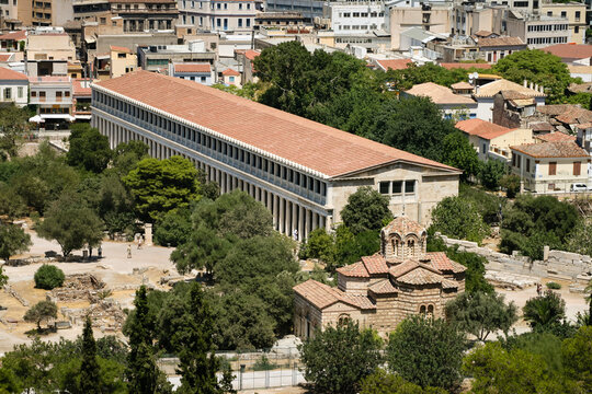 Stoa of Attalos reconstructed ancient building in the Ancient Agora of Athens