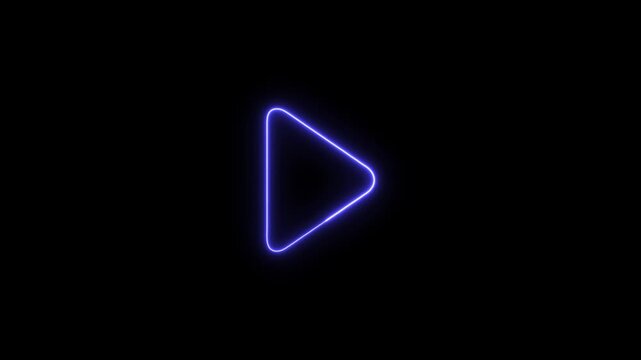 A neon play button illuminates and pulsates across a black background in a looped animation. The glowing triangle shape suggests...