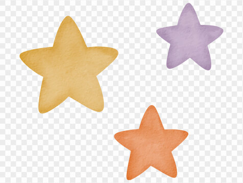 Colorful decorative stars watercolor Halloween Vector.