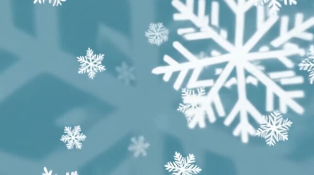 Falling snowflakes on blue background