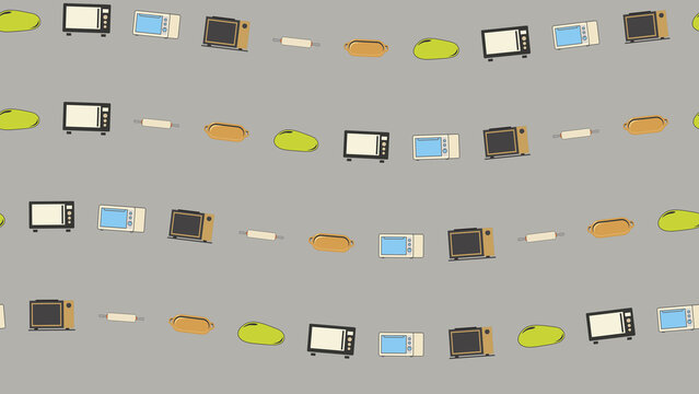 Kitchen Appliances and Food Items Pattern