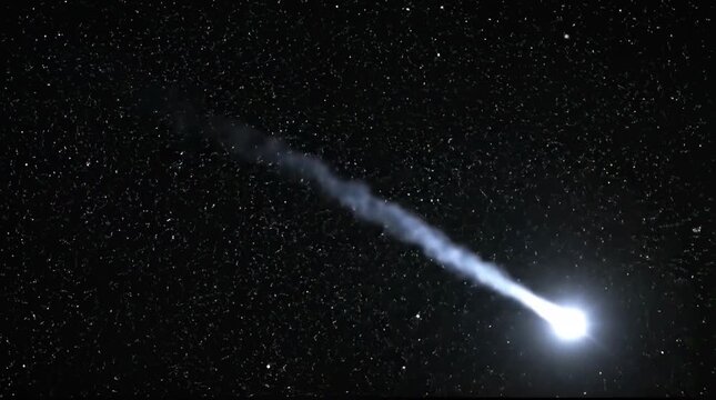 Meteor flying through starry night sky