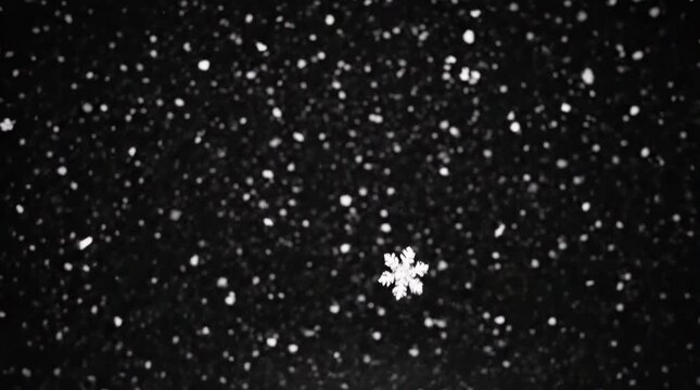Snowflakes falling through the dark night