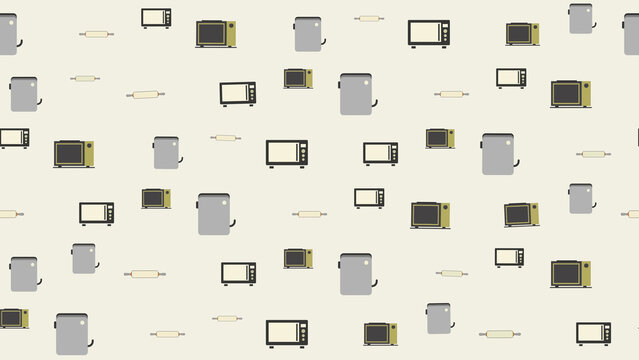 Seamless pattern of kitchen appliances