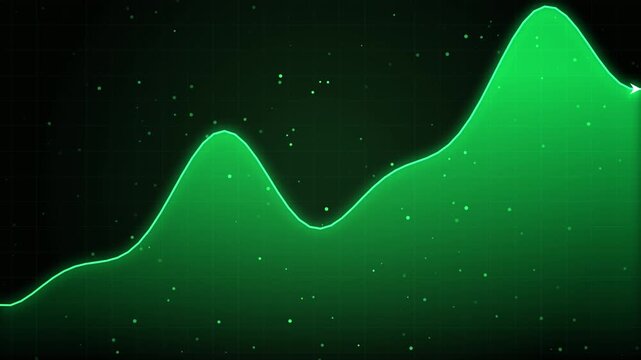 Dynamic green financial data chart animation displaying growth trend futuristic digital interface bac