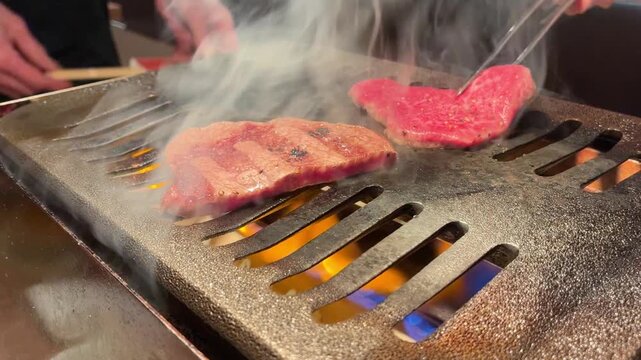 ロースターで焼くシャトーブリアン 牛肉の希少部位