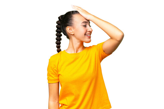 Young Arab woman over isolated background has realized something and intending the solution