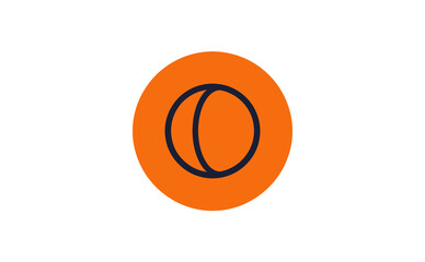 Bold crescent moon icon in dark navy lines on a bright orange circular backdrop © ＰＮＧ・アート