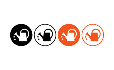 Vibrant watering can icons in black and orange circular button designs © ＰＮＧ・アート