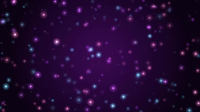 Glowing vibrant particles slowly move across a deep cosmic purple background creating a beautiful eth