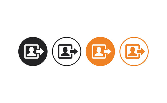 Modern logout icons featuring person silhouettes within circular frames