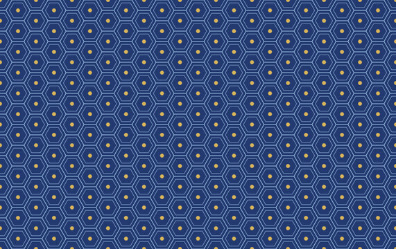 Kikko Japanese tortoise shell hexagon seamless pattern in indigo