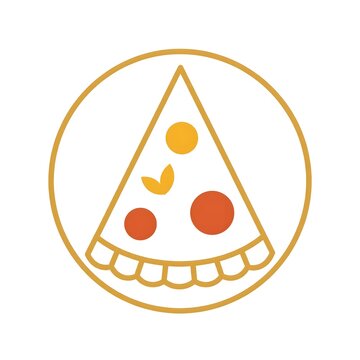 Professional Monoline Pizza Slice Vector Logo Design with Continuous Golden Lines and Terracotta Accents on White