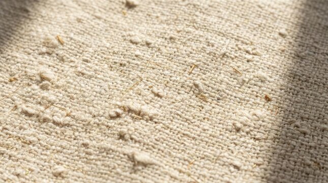 Close up texture of natural beige linen fabric weave.
