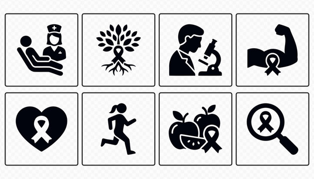 Breast Cancer Awareness Month Vector Set &ndash; Medical, Prevention and Support Icons