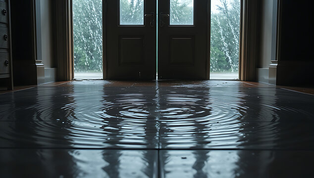 Flooded House Entrance View from Inside