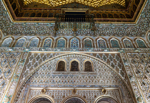 Hall of Ambassadors in the Royal palace of Alcazar Seville Andelusia Spain