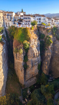 Aerial view of Ronda landscape and buildings, Andalusia, Spain