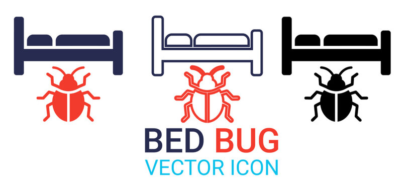 Set of bed bug infestation warning signs featuring a minimalist bed bug icon for pest control services