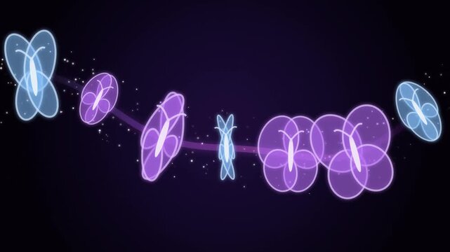 Magical glowing butterflies animate across a dark mystical background a beautiful abstract fantasy mo