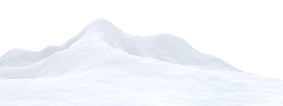 Snowy mound terrain wintertime cut out backgrounds 3d rendering png